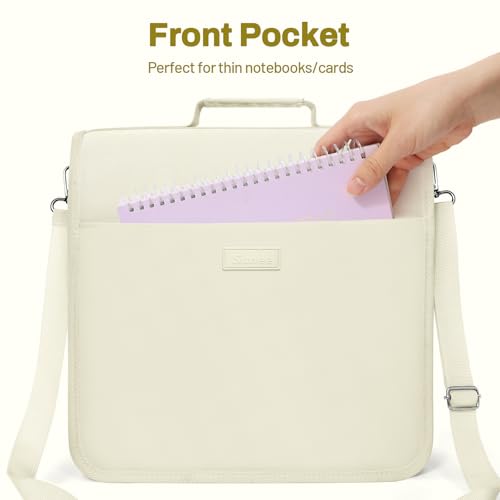 SUNEE Zipper Binder 3 Ring, 3 Inch O-Ring with Handle and Shoulder Strap, 600-Sheet Capacity, 5-Tab Expanding File Folder, Multi-Pockets for Middle School Organizer Binder with Zipper, Soft Beige - color: Soft Beige