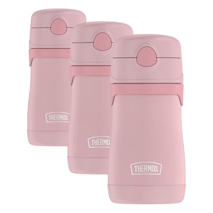 THERMOS BABY 10 ounce Stainless Steel Vacuum Insulated Straw Bottle, Rose (Pack of 3) - color: Rose, size: 10 Ounces (Pack of 3)