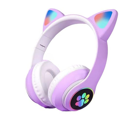 Kids Bluetooth Headphones, Kids Wireless Headphones with Microphone, HiFi Stereo Foldable Lightweight Headset (Lilac) - color: lilac