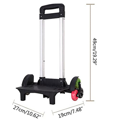 Backpack Trolley with Wheels, Foldable Luggage Trolley,6 Wheels Rolling-Luggage Carts, Aluminium Alloy Travel Hand Trolley for Bags Lunch Backpack - color: 6 Three Color
