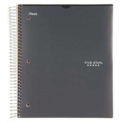 Mead Five Star Notebook + Study App - 5 Subject Notebook College Ruled - Water Resistant Customizable Cover - Spiral Notebook 8.5 X 11-200 Sheets - Assorted Colors - 6 Pack