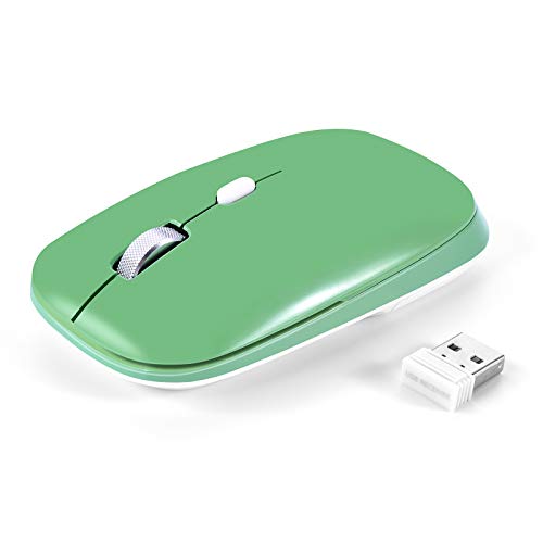 PINKCAT Wireless Mouse, 2.4G Slim Silent Cordless Mouse with USB Receiver, 3 Adjustable DPI Portable Optical Wireless Computer Mice for Laptop, PC, Notebook, Computer, Desktop, Mac (Green) - color: Green