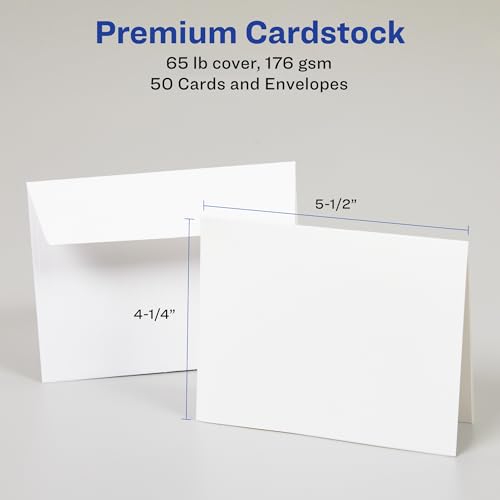 Avery Printable Note Cards, Envelopes Included, 4.25" x 5.5", Textured White, Laser & Inkjet Compatible, 50 Blank Cards, Great for Product Branding, Marketing, and More (3379), (Pack of 6) - size: 4.25" x 5.5" (Pack of 6)