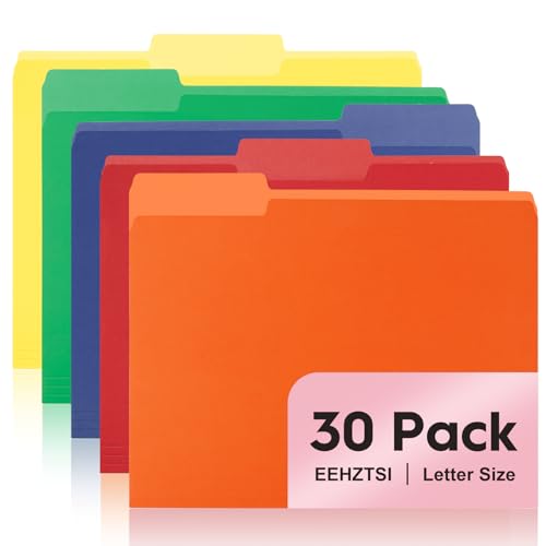 30-Pack Color File Folders, 1/3 Cut Tab, Assorted 5 Colors Letter Size Manilla Folder for School/Office/Classroom - color: 5-colors, size: 30-Pack