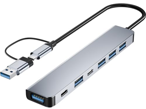 PANPEO Aluminum 7 in 1 USB C & USB Hub with USB 3.0, USB 2.0 Ports for PC/Laptops/MacBook Pro/Air/iMac/iPad and More Devices