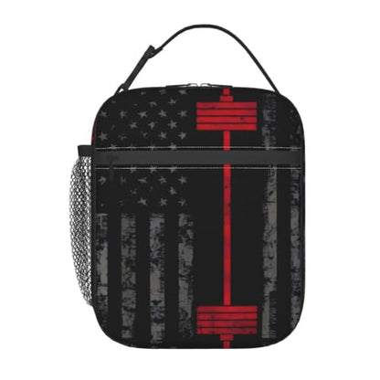 Weightlifting American Flag Lunch Bag 10In | Insulated Lunch Box Reusable Tote Bag For Picnic Office For Women Men - color: Style 1