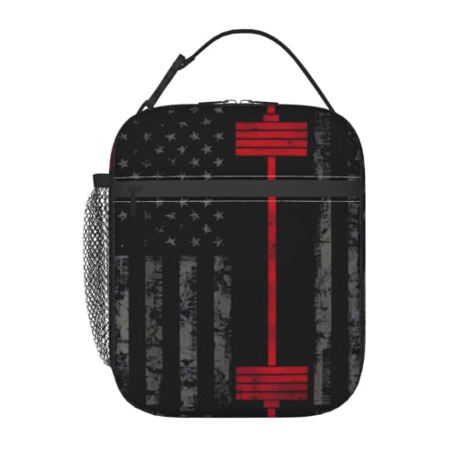 Weightlifting American Flag Lunch Bag 10In | Insulated Lunch Box Reusable Tote Bag For Picnic Office For Women Men - color: Style 1