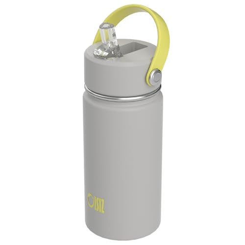 OISIZ Kids Water Bottle with Straw Lid 14oz, Vacuum Insulated 316 Stainless Steel Water Bottles for Kids for School, Leakproof Water Bottle, BPA Free and Keep Cold for 24 Hours - color: Storm, size: 14 Ounces