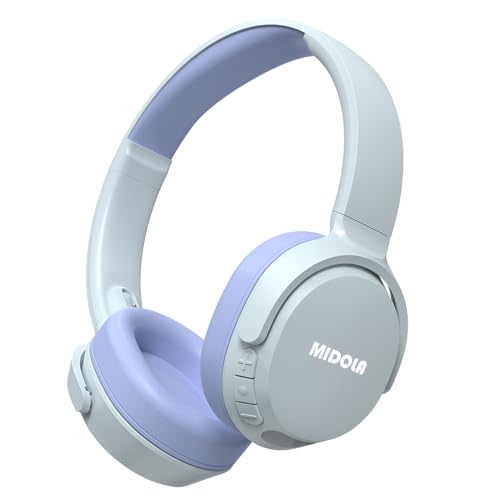 MIDOLA Headphones For Kids Bluetooth 5.4 Wireless 68H Play Time Volume Limit 85/94dB Over-Ear Foldable Headset,with Mic Wired Aux for Toddler Child Boy Girl School Pad Tablet Light Silver(Gray)/Purple - color: Sky Blue