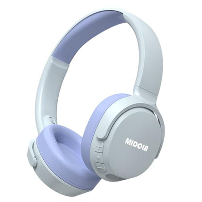 MIDOLA Headphones For Kids Bluetooth 5.4 Wireless 68H Play Time Volume Limit 85/94dB Over-Ear Foldable Headset,with Mic Wired Aux for Toddler Child Boy Girl School Pad Tablet Light Silver(Gray)/Purple - color: Sky Blue