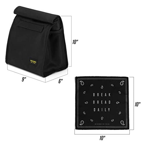 2nd Childhood Insulated Lunch Bag for Men, Durable & Reusable, Black | Slim lunch bag with carry handle, two mesh side pockets and a back slip pocket; insulated liner keeps food cool - color: Black