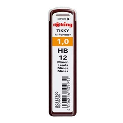 rOtring Replacement Leads for Tikky Mechanical Pencils, 1.0 mm, Hard Black (HB) (S0312700) - size: 1 Count (Pack of 1), style: Hi-Polymer HB
