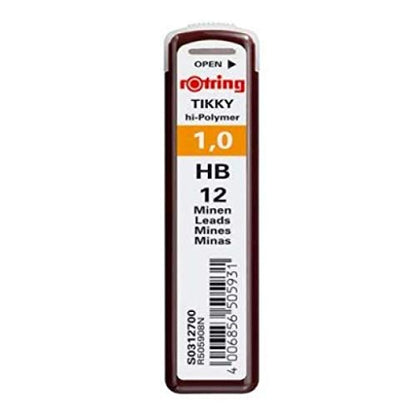 rOtring Replacement Leads for Tikky Mechanical Pencils, 1.0 mm, Hard Black (HB) (S0312700) - size: 1 Count (Pack of 1), style: Hi-Polymer HB