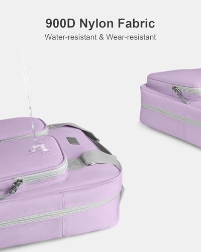 3 Inch Zipper Binder 3 Ring with Sturdy Shoulder Strap & Multi-Pocket, Binder with Zipper Holds Up to 700 Sheets for Office School, Compatible with 13” MacBook Laptop ipad(Purple) - color: Purple