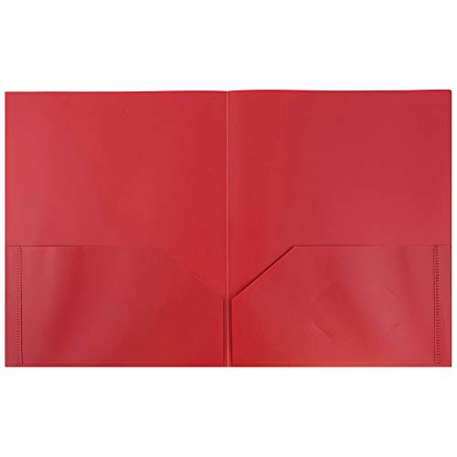 JAM PAPER Plastic 2 Pocket POP Folders - Durable School Folders - Red - 6/Pack - color: Red, size: 6 Per Pack