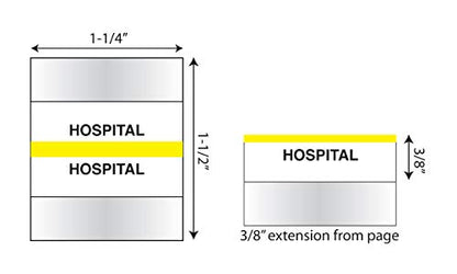Tabbies 54544 Hospital Medical Chart Index Tabs, 100 Pack, Yellow 1.25 x 0.5 in Self-Adhesive Patient File Divider Tabs for Records & Folders - style: Hospital