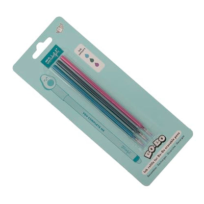 Mr. Wonderful - Set of 3 Erasable Pen Refills - Turquoise, Green and Purple - Heat Sensitive Gel Ink - Ballpoint Pen Refills