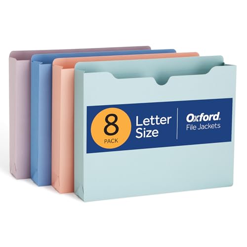 Oxford Expanding File Folders, 8 Pack, Closed Sides, Expands 2", 4 Pastel Colors, Letter Size (8.5" x 11"), Color-Coding for School, Office & Home Document Organization