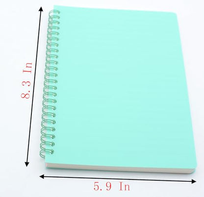 Yansanido Spiral Notebook, 5 Pcs A5 Waterproof Softcover 8mm Ruled 80 Sheets/160 Pages Journals for Study and Notes (light)