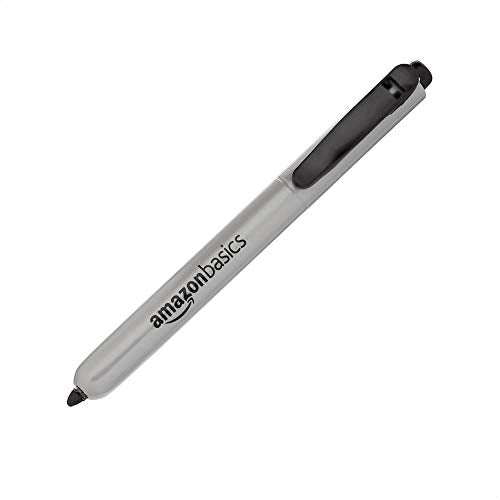 Amazon Basics Retractable Permanent Markers, Quick Drying Fade Resistant Ink, Versatile Art Supplies for Drawing, Black, 12 Count - color: Black, size: 1 Count (Pack of 12)