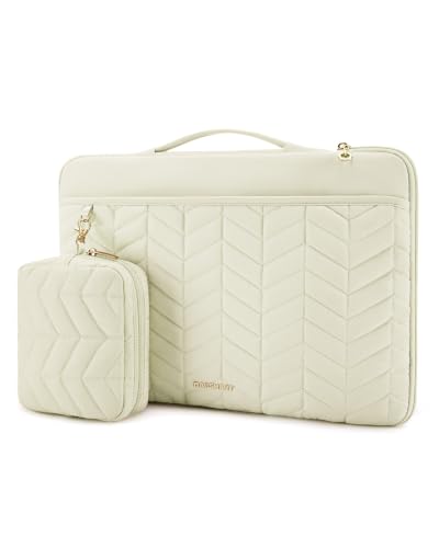 BAGSMART Laptop Case 15-16 inch with Handle, Laptop Bag Sleeve Padded | Equipped Pouch for Charge Cable, Fits MacBook Air/Pro Portable Lightweight Sleeve for Women Easy Carrying - color: Beige, size: 15-16 inch