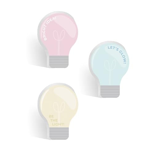 Lightbulb Shaped Sticky Note Pad Assortment/Set of 3 / Watercolor Style / 2.6875" x 3.8125" Modern Sticky Notes / 50 Sheets Per Pad/Made in The USA