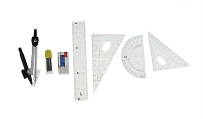 Drawing Compass,7-piece Metal Compass Ruler Set Students Study Geometry Kit Math Drawing Ruler Drafting Tools Math Geometry Tools for Circles with Carrying Case