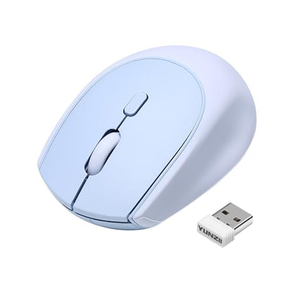 YUNZII C2 Wireless Mouse,2.4GHz Cute Silicone Noiseless Wireless Computer Mouse, Quiet Clicks, 3 Adjustable DPI, 1600 DPI Optical Tracking, Portable Ergonomic Mice for Laptop/PC/Mac (Blue) - color: Blue