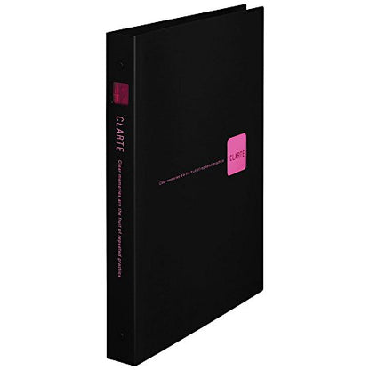 Maruman CLARTE 26‑Ring Binder with Index Window & 5 Laminated Tab Dividers, B5 Size, 7.17" x 10.12", Includes 10 Loose-Leaf Ruled Sheets and Storage Pocket, Holds Up to 120 Sheets, Black & Pink - color: Pink