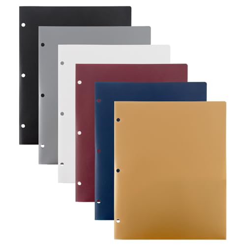 JAM PAPER Plastic Color POP Folders - 2 Pocket Durable Folders with 3 Hole Punch - Assorted Professional Colors - 6/Pack - color: Assorted Professional