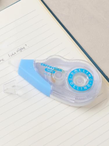 Refillable Blue Correction Tape Set, 5 Tape Dispensers and 5 Refill Cartridges, 10 Pieces Total, 5 mm / 0.20 in x 32.8 ft, White Out Tape for School, Office, Documents, Notes