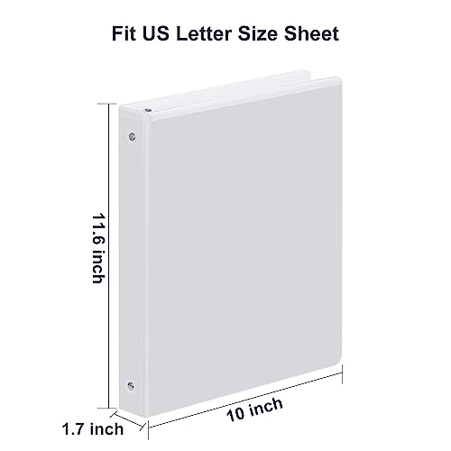 3 Ring Binder 1 Inch, ViVin Sturdy 1"-Round Ring Binder with 2 Interior Pockets, Clear View Cover, PVC-Free, Fits 200 Sheets of 8.5'' x 11'' Paper, Office Home School (6 Pack, White) - color: White, size: 1 Inch, style: 6 Pack