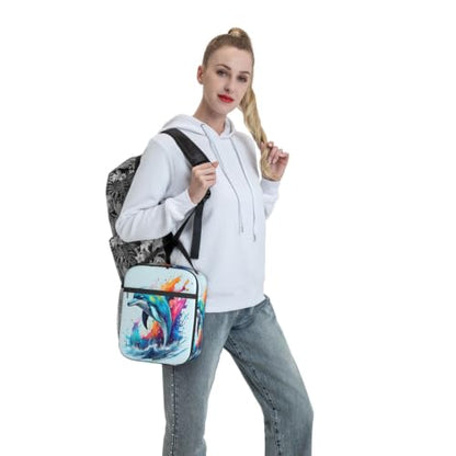 Colorful Dolphin Lunch Bag 10In | Insulated Lunch Box Reusable Tote Bag For Picnic Office For Women Men - color: Style 11