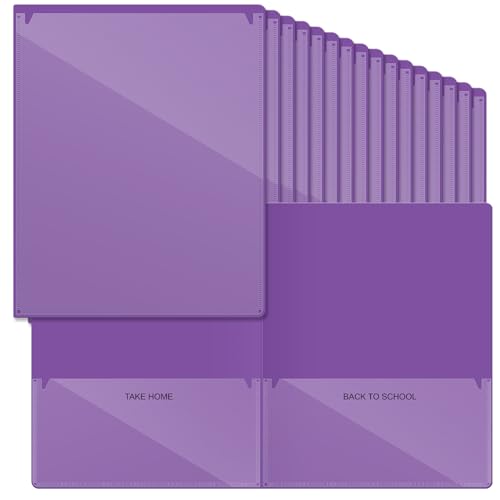 Henoyso 72 Pcs Plastic Take Home Folders with 2 Pockets Parent Teacher Classroom Communication Homework Folder for Students Parent Teacher Connect (Purple) - color: Purple