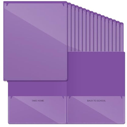 Henoyso 72 Pcs Plastic Take Home Folders with 2 Pockets Parent Teacher Classroom Communication Homework Folder for Students Parent Teacher Connect (Purple) - color: Purple