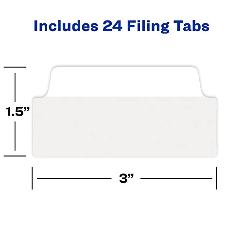 Avery Filing Ultra Tabs, 3" x 1.5", 2-Side Writable, White, 24 Repositionable File Tabs (74776) - color: White, style: 24 tabs
