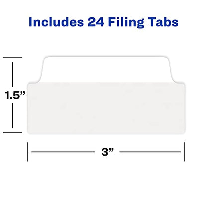Avery Filing Ultra Tabs, 3" x 1.5", 2-Side Writable, White, 24 Repositionable File Tabs (74776) - color: White, style: 24 tabs