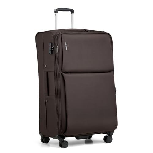 Hanke 28 Inch Luggage Softside Expandable Suitcases with Spinner Wheels, Travel Checked Luggage for Women Men(Coffee) - color: Coffee, size: 28 Inch Checked in