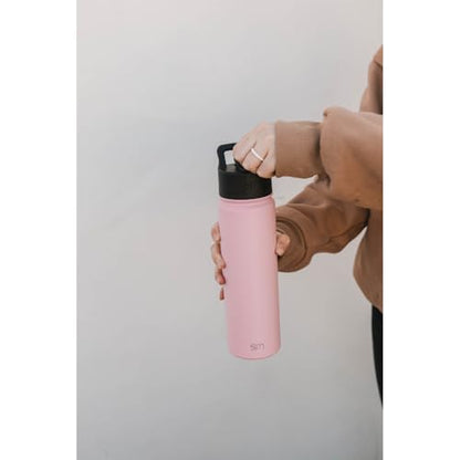 Simple Modern Kids Water Bottle with Straw Lid Vacuum Insulated Stainless Steel Metal Thermos Bottles | Reusable Leak Proof BPA-Free Flask for School | Summit Collection | 18oz, Midnight Black - color: - Midnight Black, style: 18oz