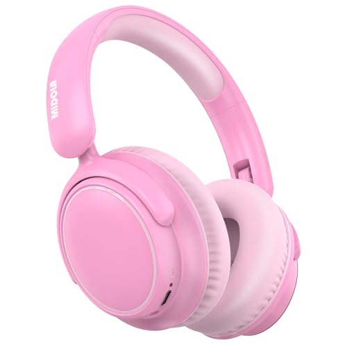 MIDOLA Active Noise Cancelling Kids Bluetooth Headphones,68H Play Time,Lightweight Wireless Foldable Over-Ear Headphone for Kid Toddler,Volume Limited 85/94dB,Headsets with Built-in Mic Pink - color: Pink