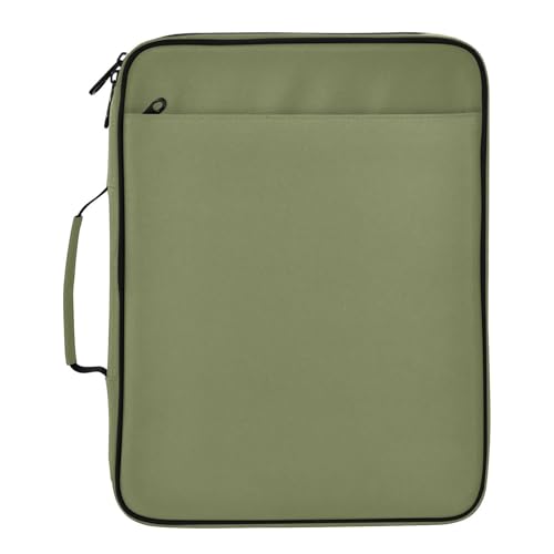 Green Print 3 Ring Zipper Binder for Office School High Capacity Document Organizer 1.2 Inch Portfolio Case Holds 500 Sheets Binder Organizer for Adults Kids - color: Green