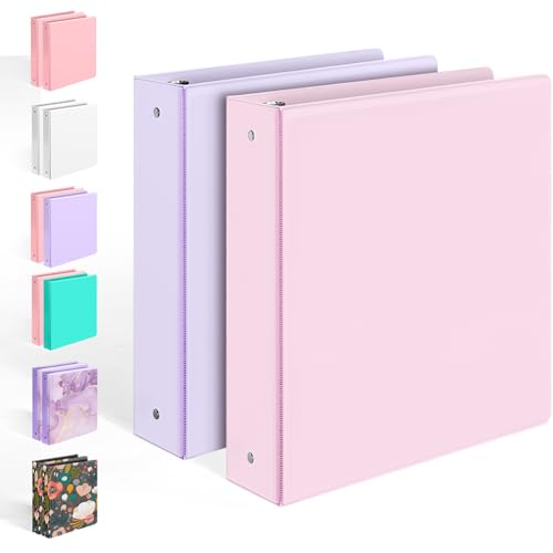 2 Pack BinderX Extra Durable 3 Ring Binder, 2 Inch Binder Round Ring, Fits 900 Sheets of 8.5x11 Paper, Customizable View Cover with Inside Pockets, Cute School Supplies for Girls, Pink & Purple - color: Pink & Purple, size: 2 Inch