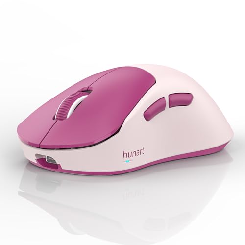hunart H6 49g Wireless Mouse, Bluetooth & 2.4GHz Rechargeable Mouse, Lightweight Silent Ergonomic Mouse with USB-C Charging, Portable Right-Hand Office Mouse for Laptop, PC, MacBook(Berry Pink) - color: Berry Pink