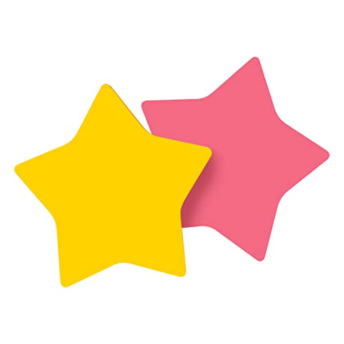 Post-it Notes, Star Shape, Yellow and Pink with Pattern, 2.9 in x 2.8 in, 2 Pads, 75 Sheets/Pad (7350-STR) (Pack of 2) - size: 0.8" x 3.9" (Pack of 2), style: Star