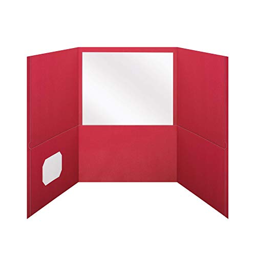 Oxford Tri-Fold Pocket Folders, Letter Size, Red, Interior Business Card Holder, 20 Per Box (59811)