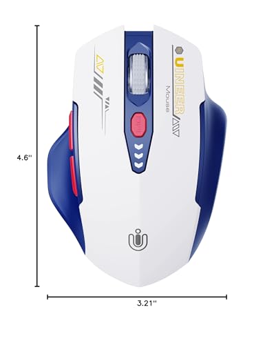 Uineer Bluetooth Mouse - Multi-Device Wireless, Rechargeable Ergonomic Mouse with Visible Battery Level, Tri-Mode (BT 5.0/4.0+2.4G Hz), 4 Adjustable DPI, Coldless for Laptop and PC (Blue White) - color: Blue White