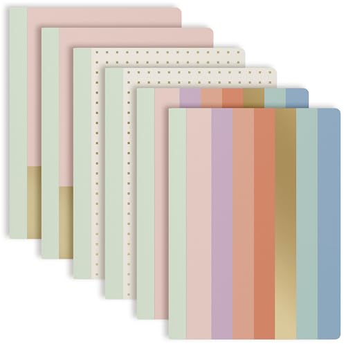 PAPERAGE 6-Pack Composition Notebook Journals, 140 Pages, 3 Unique Decorative Covers with College Ruled Lined Paper, (Pastel Rainbow Gold Foil), 7.5 in x 10 in – Notebooks for School, Office, or Home - color: Pastel Rainbow