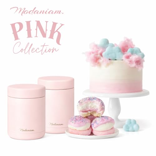 Modaniam Stainless Steel Insulated Food Jar Set of 2 (16oz + 12oz), Wide Mouth, Soup Thermo for Hot Food, Lunch Container, Insulated Soup Bowl, Hot and Cold Insulated Lunch Box, Pink - color: Z-CottonCandyPink