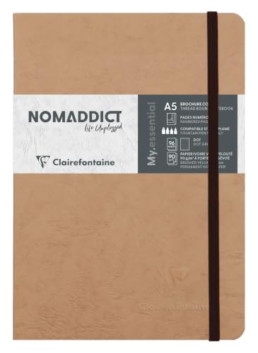 Clairefontaine 'Age Bag' Thread-Bound Notebook, A5, Dot, 192 Pages - Brown - color: Tobacco