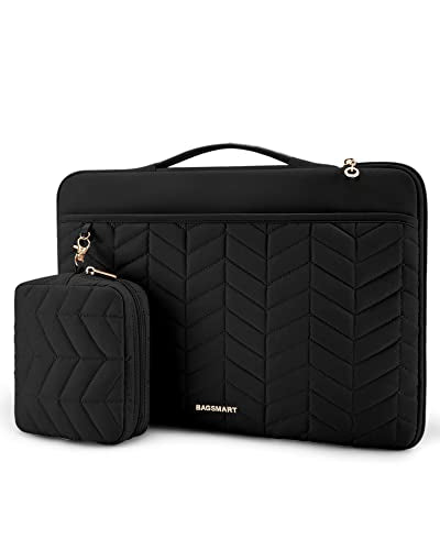 BAGSMART Laptop Case 15-16 inch with Handle, Laptop Bag Sleeve Padded | Equipped Pouch for Charge Cable, Fits MacBook Air/Pro Portable Lightweight Sleeve for Women Easy Carrying - color: With Accessories-Black, size: 15-16 inch